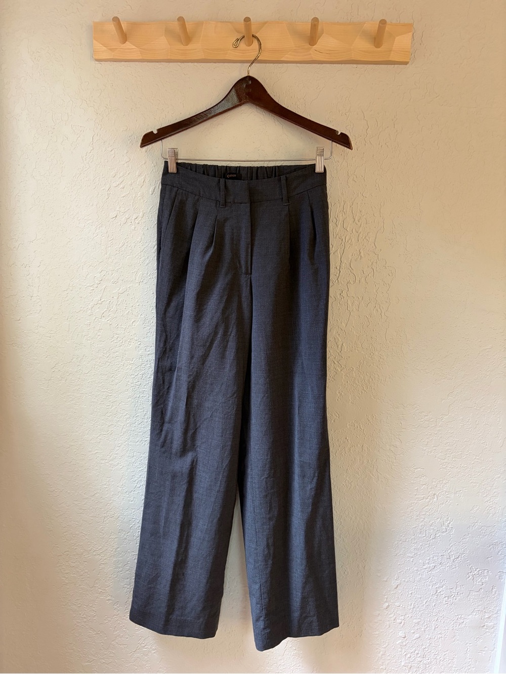 Quince Women's Charcoal Gray Wide-Leg Wool Trousers